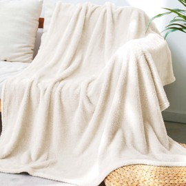 Felesha Fingal Plush Fleece Throw Blanket for Couch and Bed, Fluffy Fuzzy Cozy Anti-Static Soft Blankets All Season Use (60x80 Inches,White)