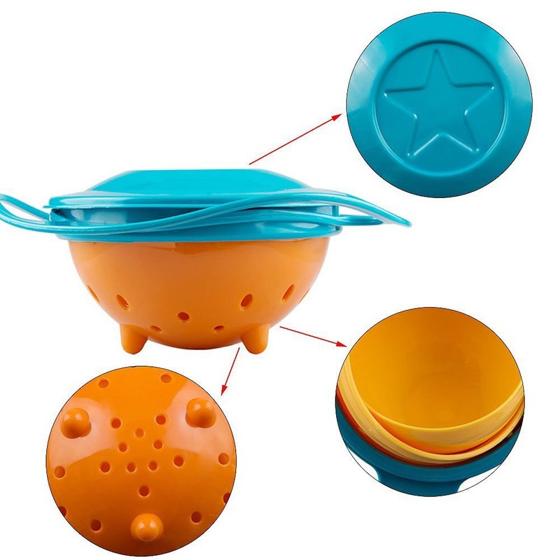 XLKJ Baby Training Bowls with Lids, 360 Dgree Rotation Kids
