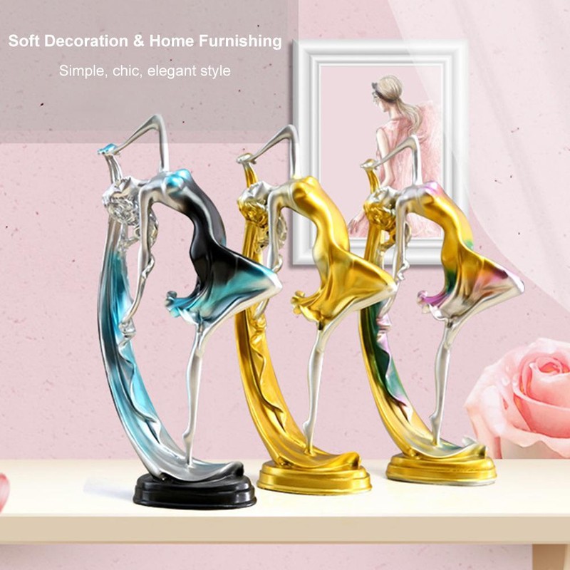 Modern Style Resin Dancing Girl Sculptures Ballerina Statue Figurine Dancer