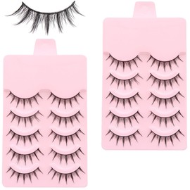 JUJUGO 009 Little Devil Style False Eyelashes, Set of 10 Pairs, Transparent Bands, Natural, Bunch, Cartoon Eyelashes, Cosplay, Everyday Make
