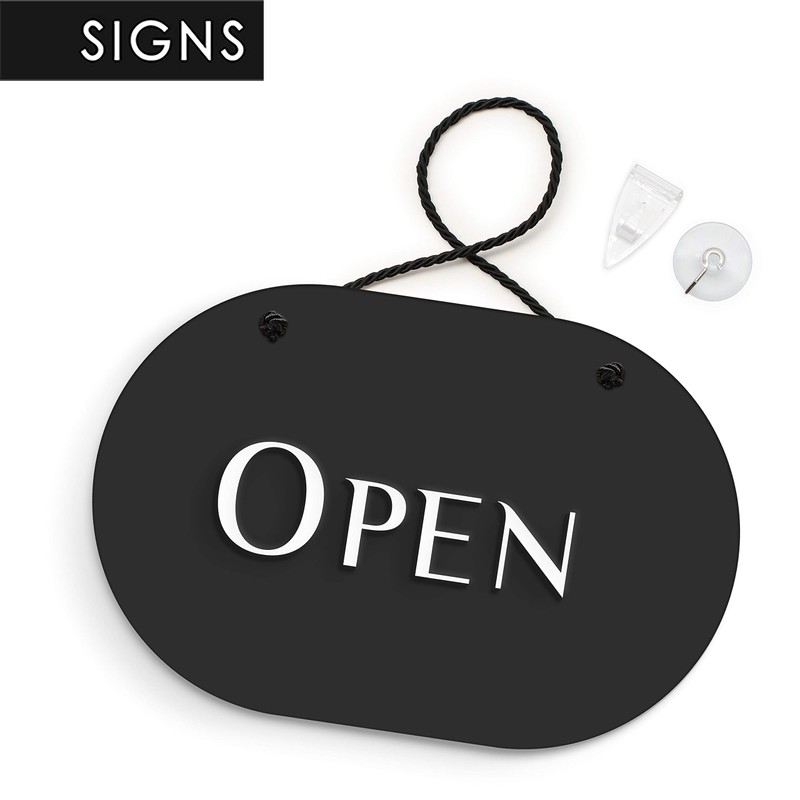 3DP Signs | Stylish Oval Black - Open/Closed Door Sign