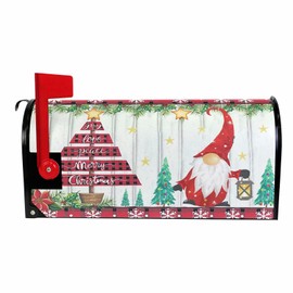 Wusikd Christmas Gnome Tree Mailbox Cover Magnetic Standard Size Winter Snowflake Dwarf Elf Letter Post Box Cover Wrap Decoration Welcome Home Garden Outdoor 21" Lx 18" W