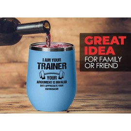 Personal Trainer Blue Edition Wine Tumbler 12oz - Your argument is invalid - Fitness Instructor, Workout Coach, Exercise Lover, Cardio Lover, Gym Coach