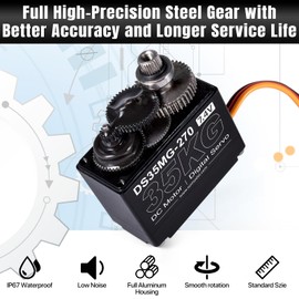 Waterproof 35KG High Torque RC Steering Servo Motor, Powerful & Fast Full Metal Gear Digital High Speed arduino servo for 1/8 1/10 1/12 RC Cars, Crawler, Truck, Buggy, Robotic, Control Angle 270°