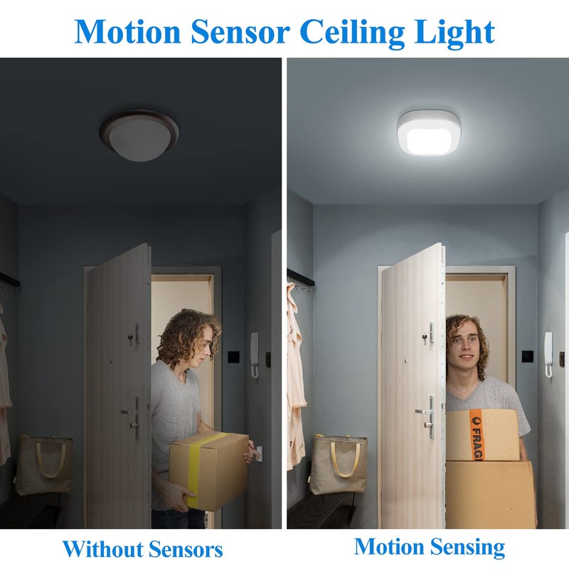 WhitePoplar Closet Light, Battery Operated Ceiling Motion Sensor LED Light,