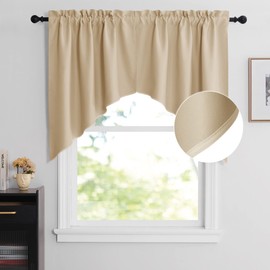 NICETOWN - Cortinas para oscurecer la habitación, bolsillo para barra de cocina, con cenefa festoneada a medida (beige biscotti, 2 piezas, 72 pulgadas de ancho, 36 pulgadas de largo)