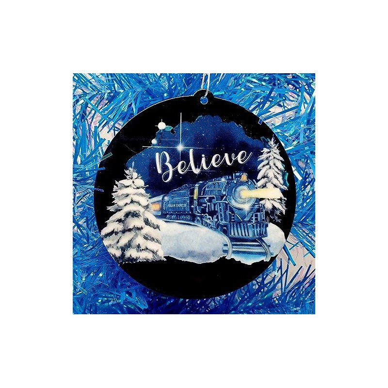 North Pole Express Train Themed Christmas Ornament - Believe