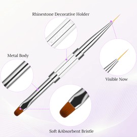 Thinp Double Ended Gel Builder Brush - 2 Pcs, Hard Gel Nails Art Design, White