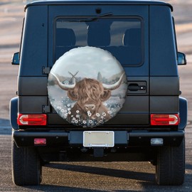 Cow Spare Tire Cover Wheel Protector Weatherproof Wheel Cover Universal Decorative Accessories for Camper RV SUV Travel Trailer 14"