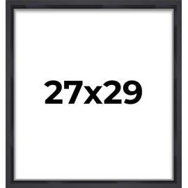 Poster Palooza 27x29 Frame Black Solid Wood Picture Frame | 0.75 Inch Moulding Width | Includes UV Acrylic Plexiglass, Foam Board Backing & Hanging Hardware