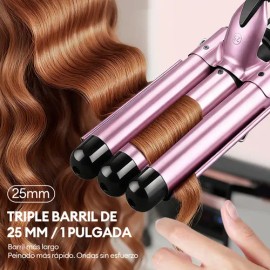Waflera Cabello Cerámica Rizador De Pelo Ondas Tenazas 25mm