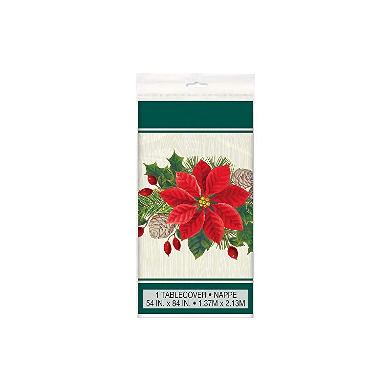 Unique Poinsettia Rectangular Plastic Table Cover | 54" x 84"