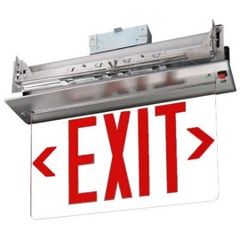 Recessed Red Edge Lit Exit Sign - Double Sided
