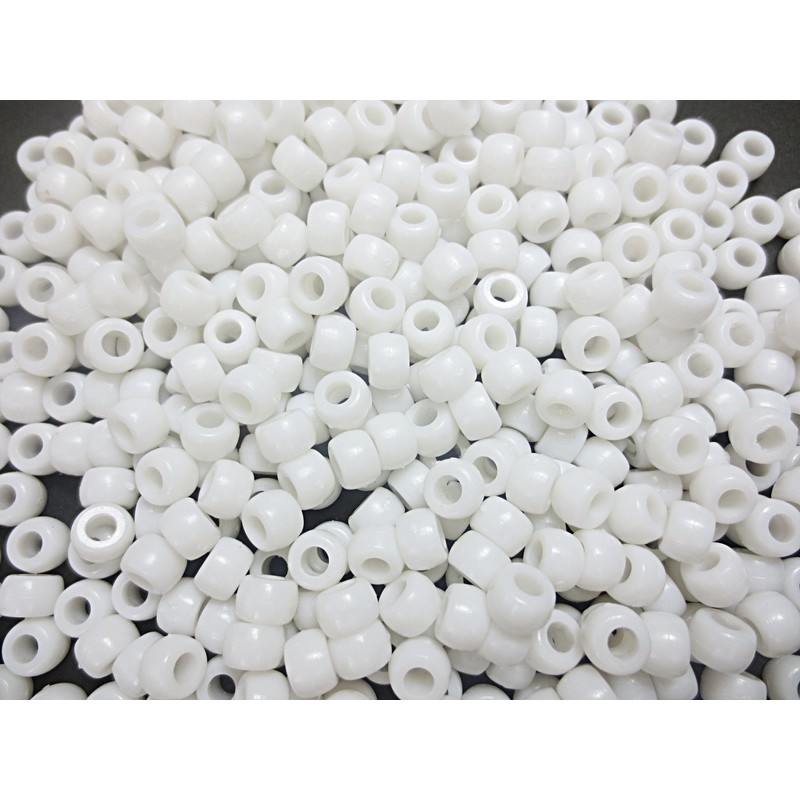 500 Pcs Big Acrylic Beads White 9 mm Huey, Dewey,