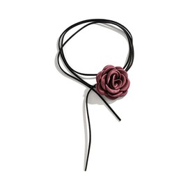 Prosy Layered Rose Choker Necklaces Collar Black Braided Cord Pendant Flocked Fabric Necklace Chain Jewellery for Women and Girls, Fabric