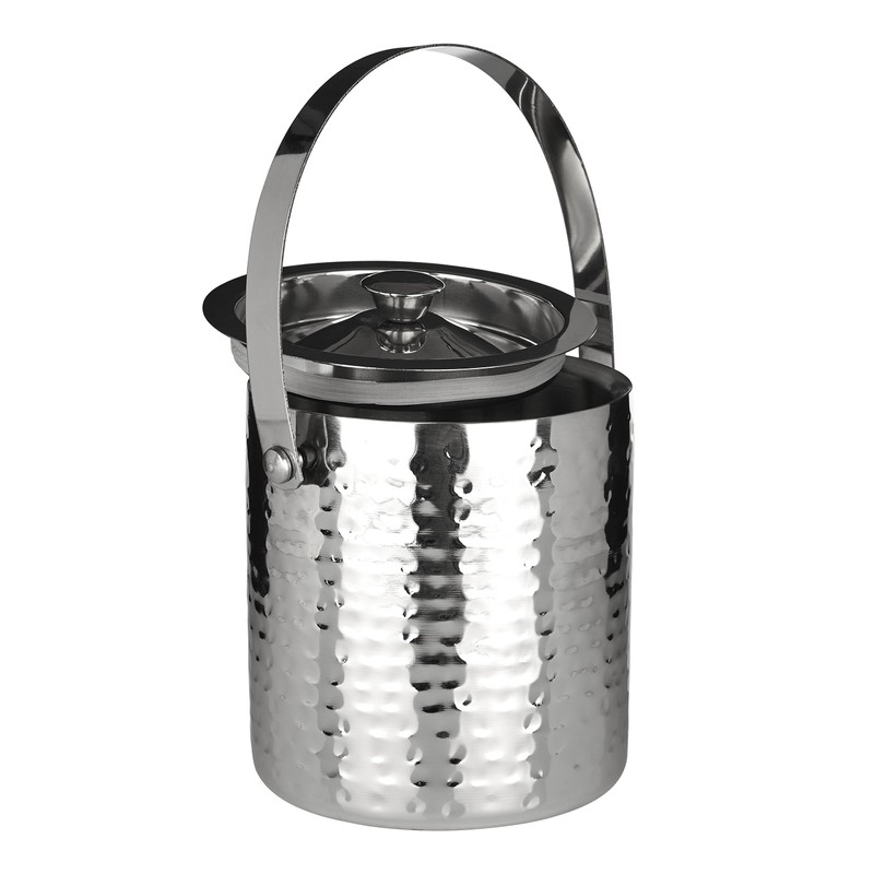 Premier Housewares 508910 Ice Bucket - Hammered Stainless Steel H14