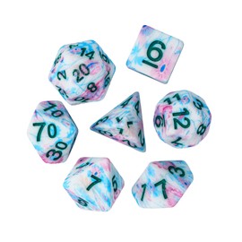HDdais DND Dice Set, 7PCS Polyhedral Dice Set for Dungeons and Dragons, D&D Dice with Pink Flower Pattern for Role Playing Game and Tabletop Games