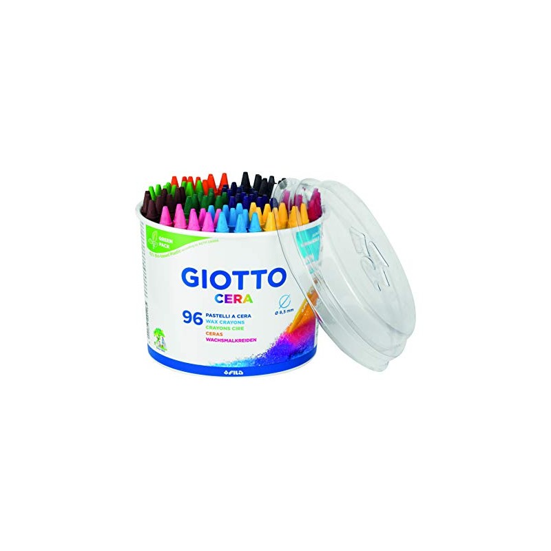 GIOTTO Cera Wax Crayons for Children, Pot of 96 Assorted