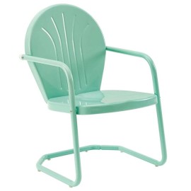 Crosley Furniture Griffith Metal Steel Patio Chair in Aqua Gloss
