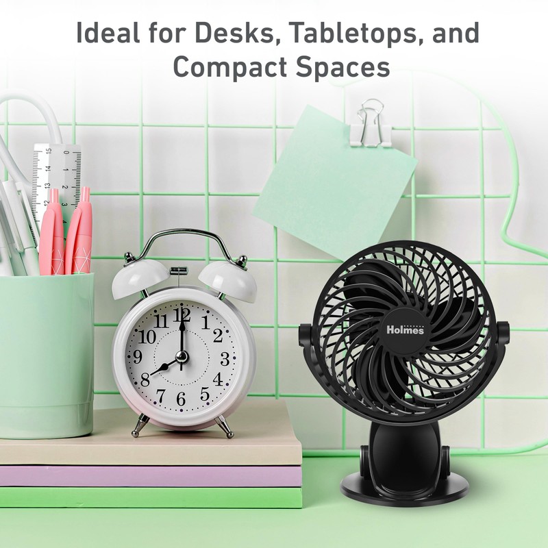 Holmes 4” On-The-Go Personal Fan with Clip – 3 Speed