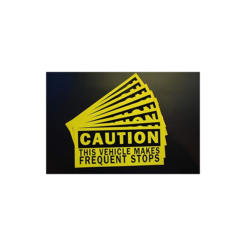 Caution This Vehicle Makes Frequent Stops Sticker Vinyl Decal (10Pack)