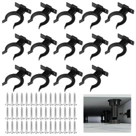 Pack of 14 Kitchen Pedestal Mounting Clips, Skirting Board Clips with 45 Screws, Kitchen Kickboard Pedestal Clips, Kickboard Mounting Clips, Black for Kitchen Feet