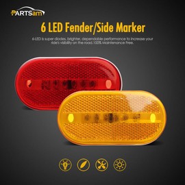 Partsam 4x Rectangular 4 Inch LED Front Rear Side Marker Clearance Lights Indicator [DOT Certified] for RV Camper Motorhome Truck Trailer