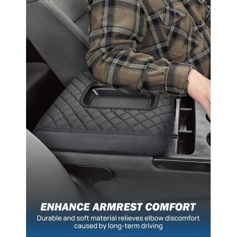 JOYTUTUS Leather Center Console Cover for Silverado Sierra 2014-2018 Jump