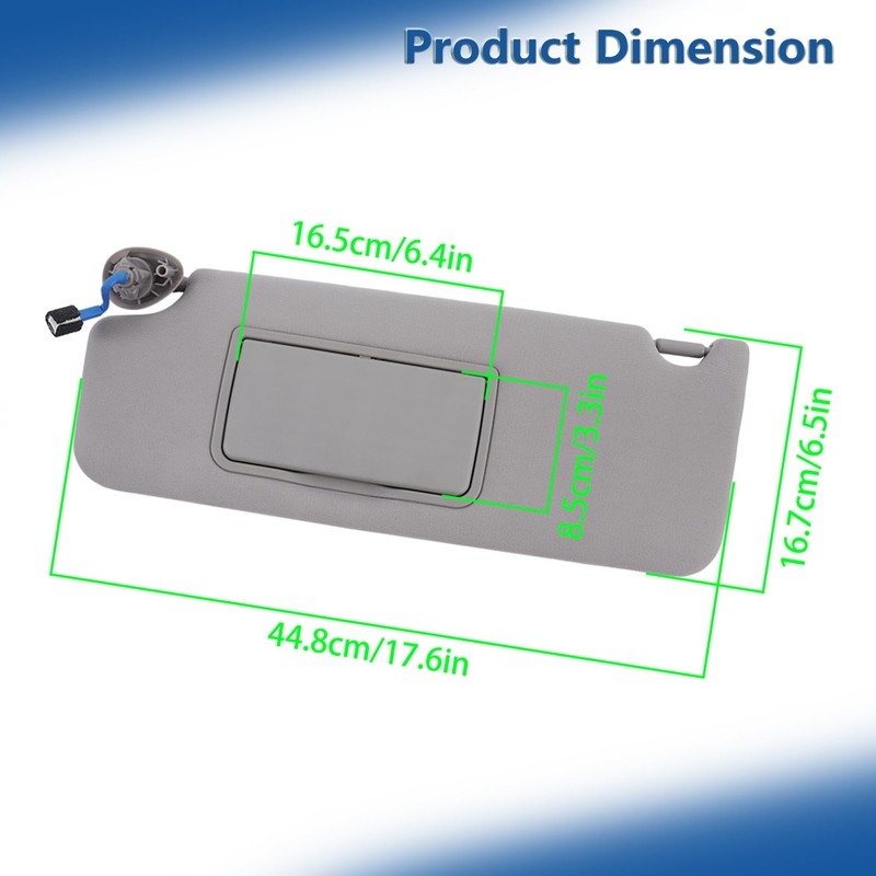 Silscvtt Gray Sun Visor Driver Side with Mirror and Light