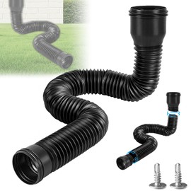 Gutter Flexible Downpipe Extension, Rain Gutter Drain Round Extension for Downpipe 80/100 mm, Gutter Extension Downpipe Extension from 47 to 150 cm for Lawn/Eaves (Black, 1 Piece)