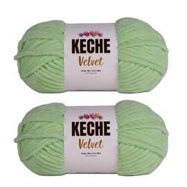 Keche Velvet Yarn for Crocheting, Soft Chenille Bulky Baby Blanket Amigurumi Yarn 2x100 gr (2x132 yds) (2 Skeins) (Pistachio)