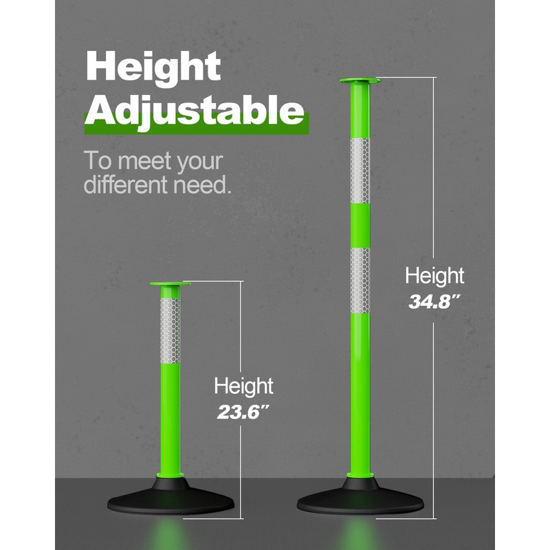 RoadHero 3 Pack Traffic Delineator Post with Weighted Rubber Base,