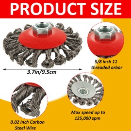 LDXDRU 8 Pcs Wire Wheels for 4 1/2 Angle Grinder, Angle Grinder Wire Wheel with 5/8"-11 Threaded Arbor, Twisted Knotted Wire Brush for Heavy Cleaning Rust Stripping Abrasive