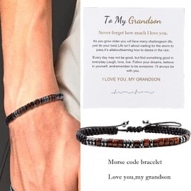 To My Grandson Bracelet, Morse Code I Love You bracelet for Grandson,Gifts for Grandson From Grandma/Grandpa