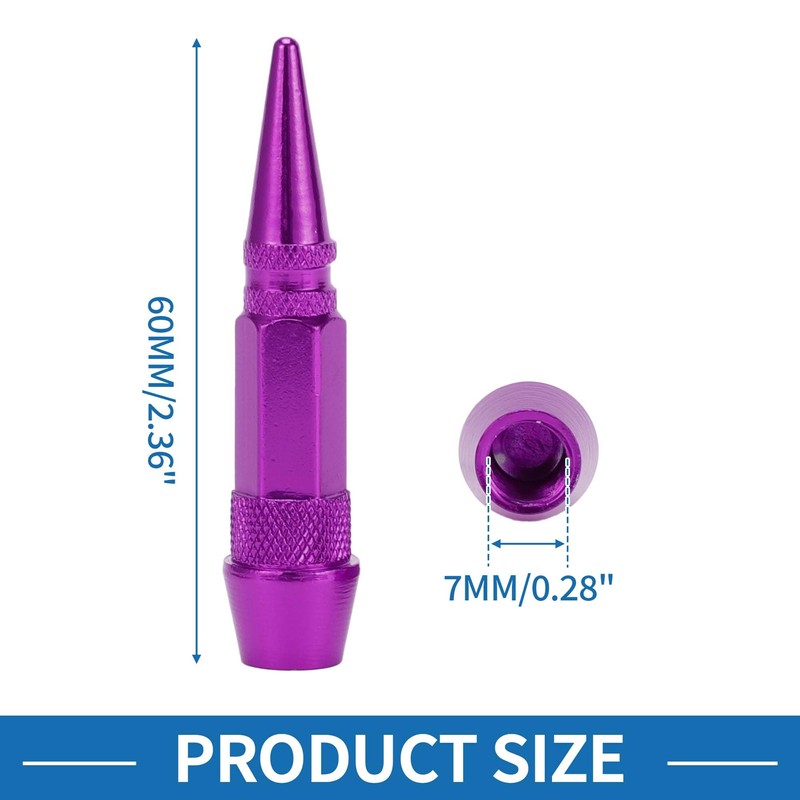 ABSOPRO Purple Aluminium Tire Valve Stem Cap, 13mm, 4 Pack,