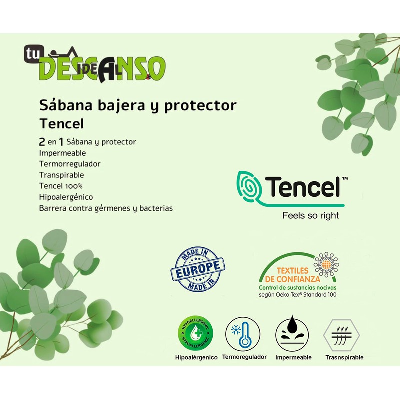 160 Tencel Waterproof and Breathable Mattress Protector, White (160 x