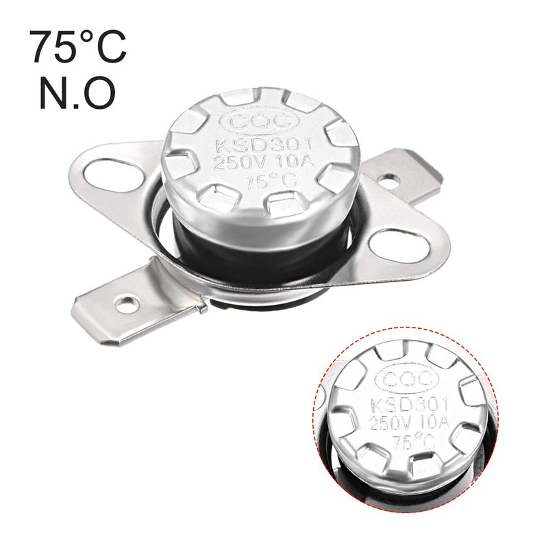 sourcing map KSD301 Thermostat 75°C/167°F 10A Normally Open N.O Adjust