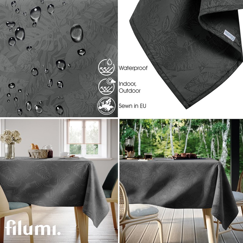 Filumi Eris Tablecloth 120 x 240 cm Grey Washable for