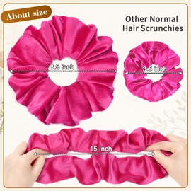 CEELGON Shocking Pink Big Velvet Scrunchie 6.5 Inches Jumbo Scrunchies Hair Ties Oversized Ponytail Holder for Thick Curly Hair Extra Large Hair Accessories for Women (Shocking Pink)