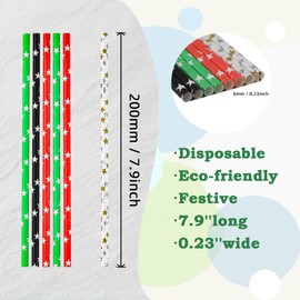 Paper Straws, 7.9 x 0.236 in, 200 Count, Food Grade, Biodegradable (100, Mix Color)
