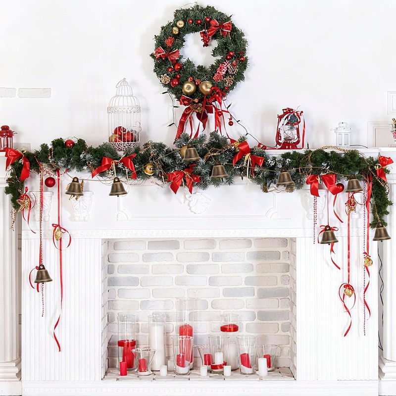 Christmas Bells Decorations Rustic Bells Christmas Garland Banner for Christmas