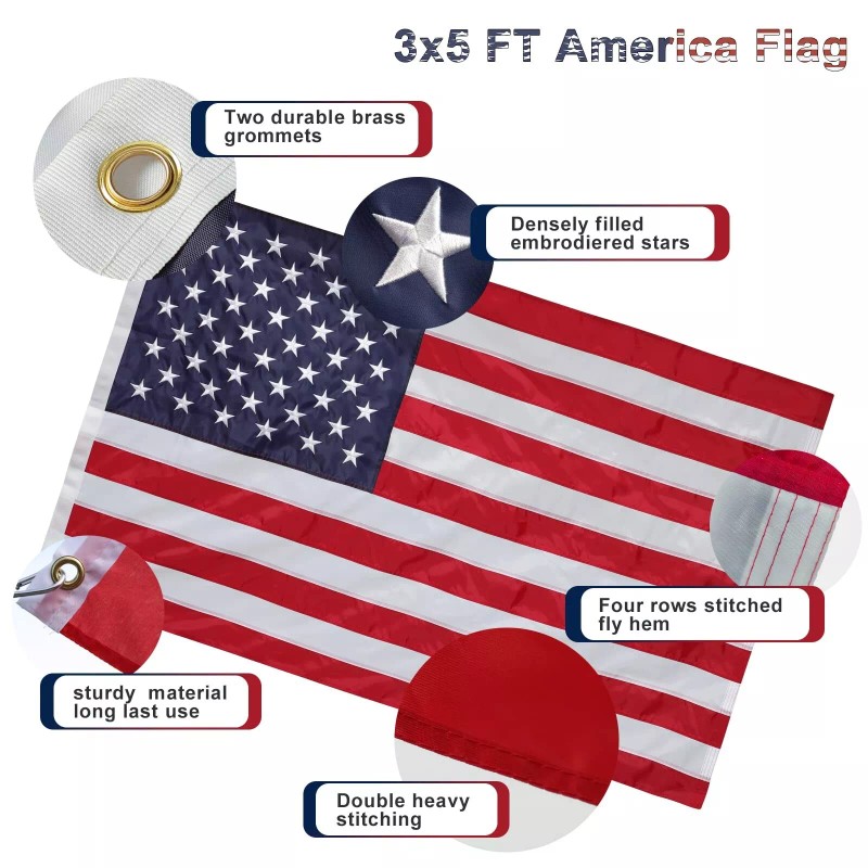 Barcetine Flag Pole for House with American Flag-Black Flagpoles Residential
