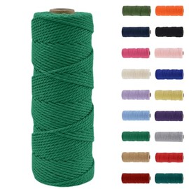 MORAINJAY 3mm Macrame Cord,100m Natural Cotton Macrame Rope,Emerald Green Macrame Cotton Cord Twine Rope Craft String Without Chemicals for DIY Crafts,Macrame Art,Gift Wrapping,Christmas Wedding Decor