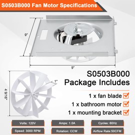 Hiorucet 763RL B Unit, 763RLN B Unit Motor, S0503B000 Bathroom Fan Motor Assembly 50 CFM for Nutone 763RLN, 763RLN-R01, 763RL/769RL A Unit, VF705RCN, 756, 70 CFM Exhaust Fan for 769RL/769RF B Unit