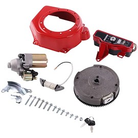 MOFANS Electric Starter Motor Kit Fit for Compatible with GX200 6.5HP GX160 5.5HP Engines Starter with Solenoid Flywheel with Ring Gear Key Switch Box with Keys Charging Coil Mounting Bolts