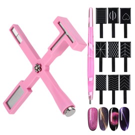 11 Pieces Cat Eye Magnet for Nails Clippers, Magnetic Cat Eye Gel Nail Polish Accessories Art Design Kit Tools, Multifunctional Magnet for Cat Eye Gel Polish Set for Diy Home Salon Studio Pink