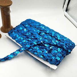 Yalulu 10 Metres Shiny Braided Decorative Ribbon Sequin Ribbon Glitter Border Made of Decorative Ribbon Decorative Ribbon Gift Ribbon Border Ribbon Cord Ribbon Sewing DIY Craft Projects (Blue)