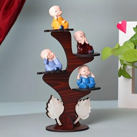 4 Pcs Baby Buddha Statue Set – 2 Inch Resin Monk Statues – Mini Buddha Decor for Car Dashboard, Office, Table, Shelves, Home, Living Room, Peaceful Zen Figurines, Cute Buddha Ornaments