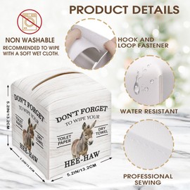 Funny Tissue Box Cover Square, Wood Pattern Leather Tissue Box Cover Holder, Housewarming Gift Ideas for Family Friends, Home Office Bathroom Car Decor-(5.2 Inches) A29