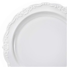 " OCCASIONS " 60 Plates Pack, Disposable Wedding Party Plastic Plates (7.5'' Appetizer/Dessert Plate, Verona in White)